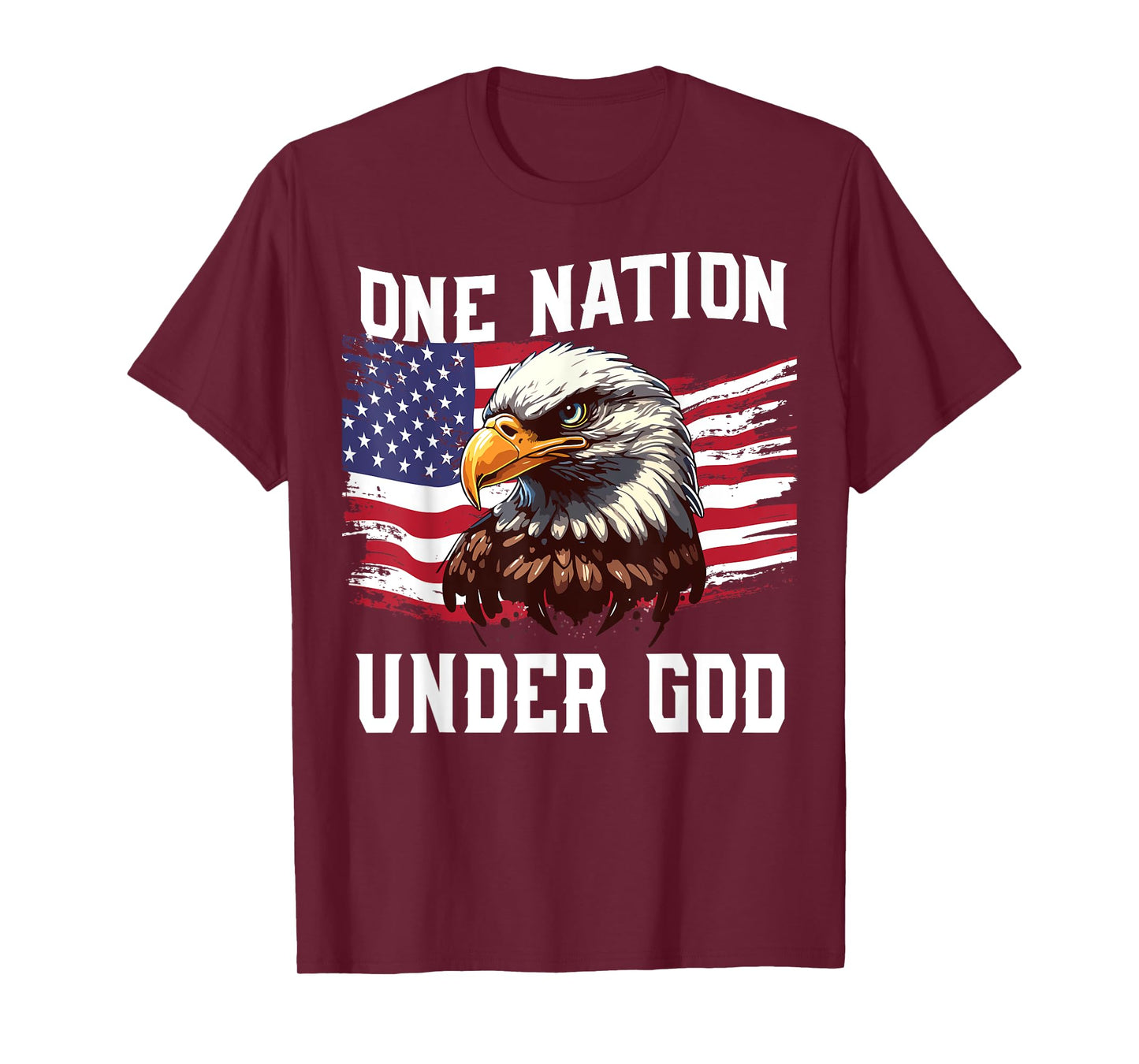 Men's One Nation Under God Bald Eagle Patriotic 4th July USA T-Shirt