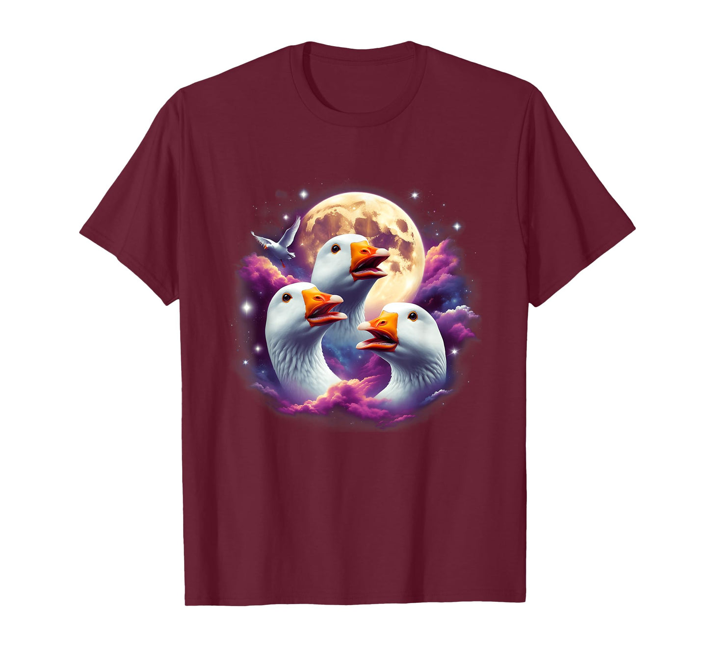 Three Geese Moon Funny Goose Howling At The Moon Parody T-Shirt