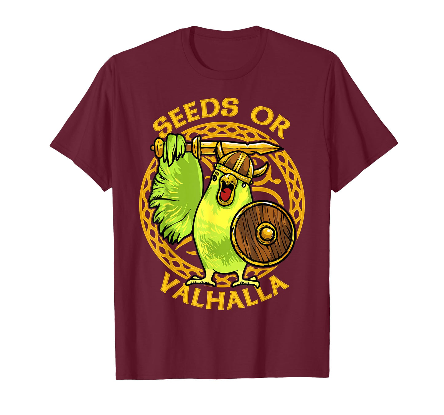 Seeds or Valhalla Viking Budgie Bird Meme Hilarious T-Shirt