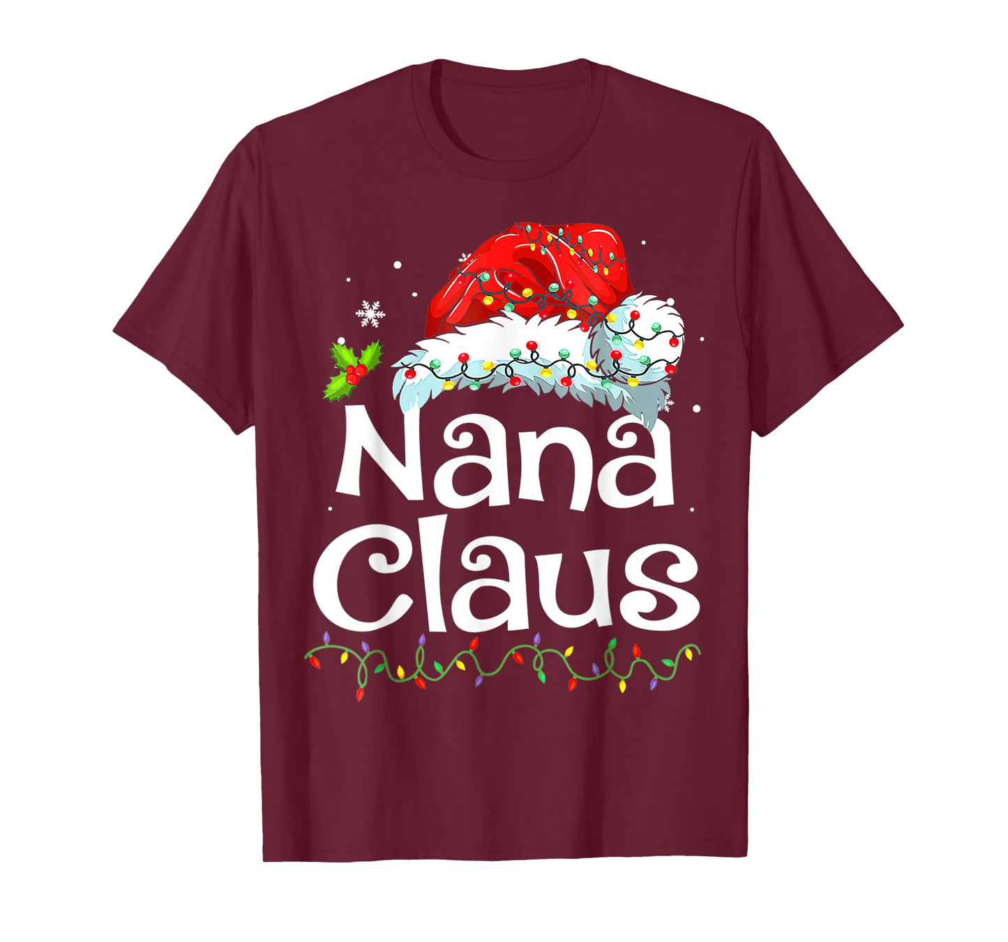 Nana Claus Christmas Pajama Family Matching Xmas Light T-Shirt