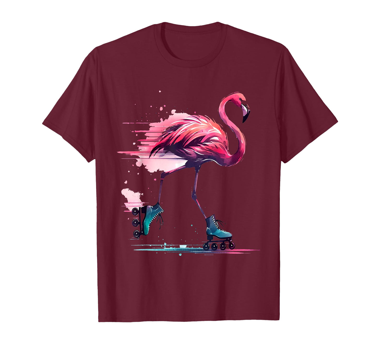 Funny Flamingo Roller Skating Cool Design Flamingo T-Shirt