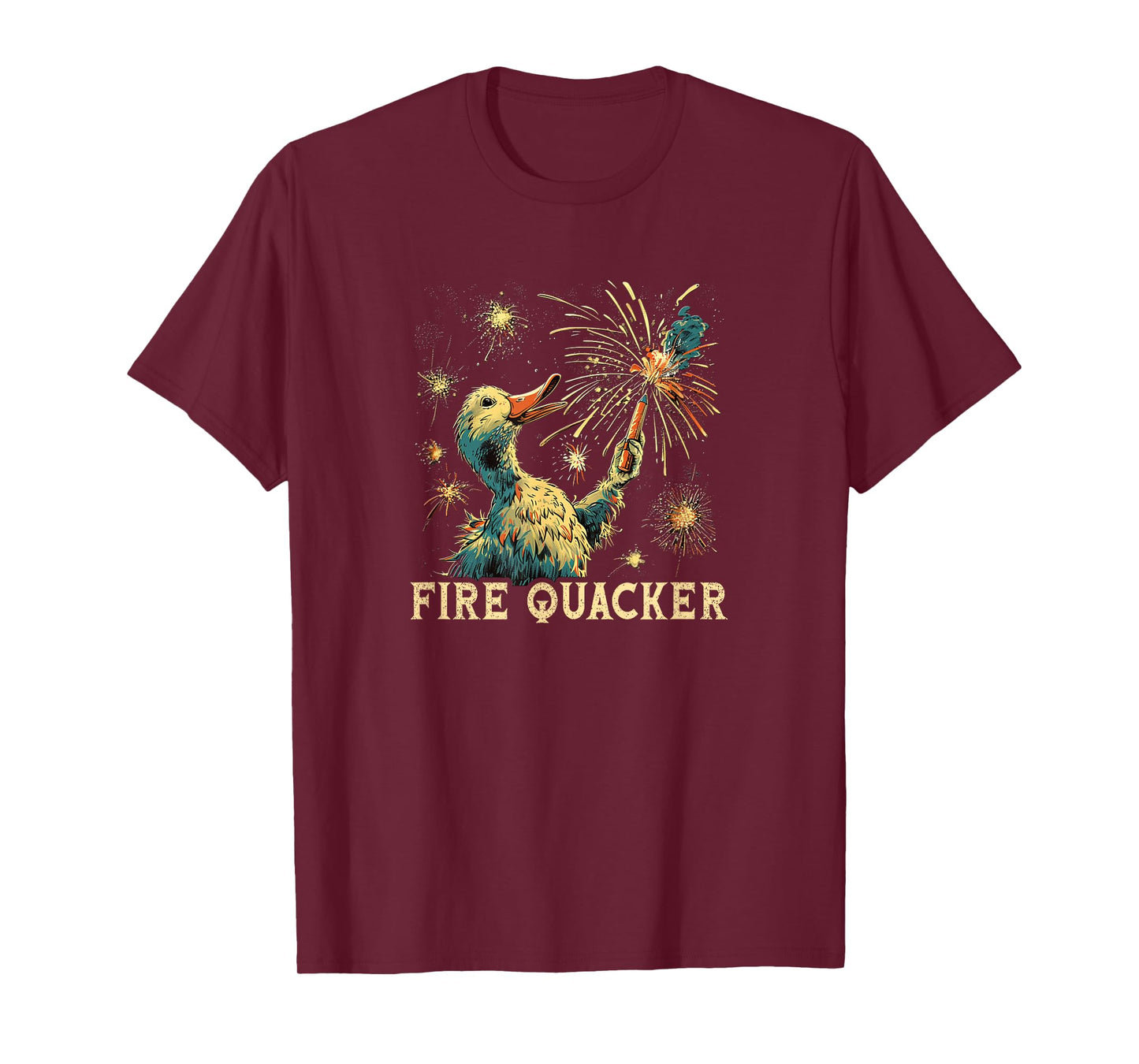 Funny Fireworks with Goose Duck - Fire Quacker T-Shirt