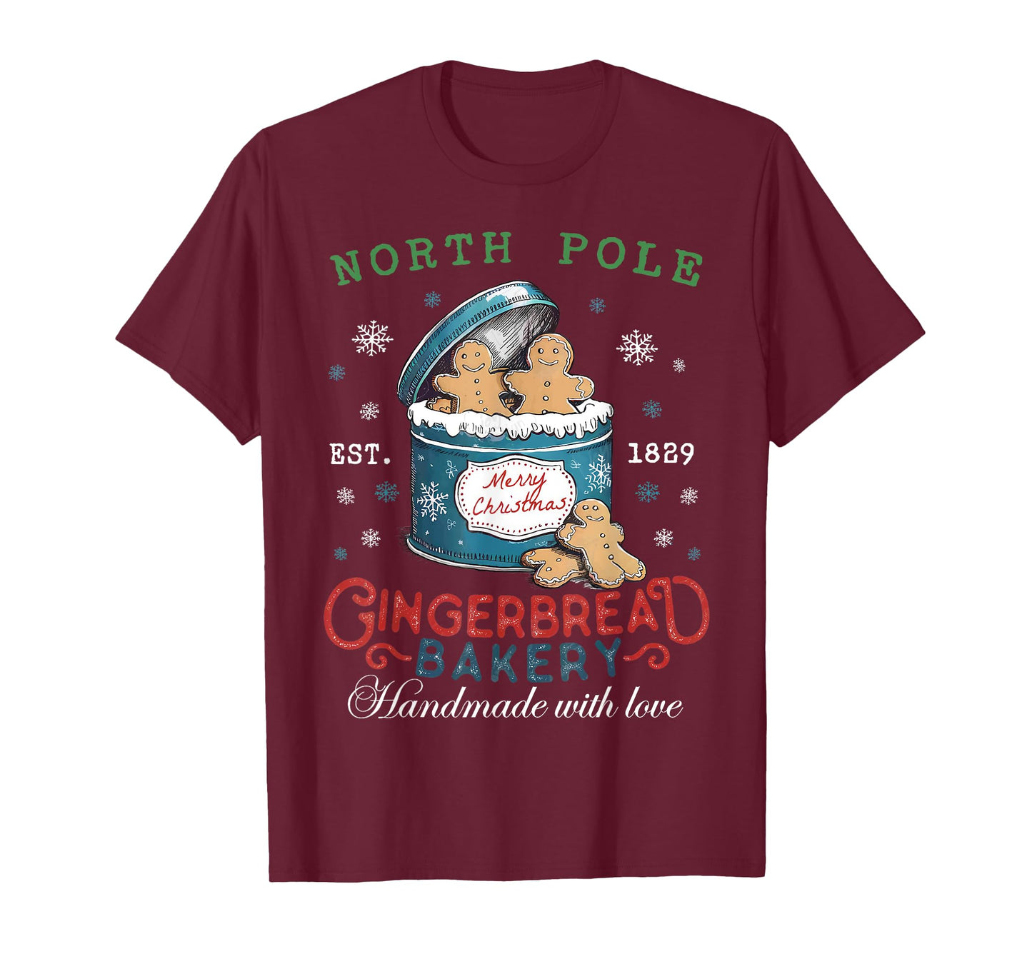 North Pole Gingerbread Bakery Baking Spirits Bright Xmas T-Shirt