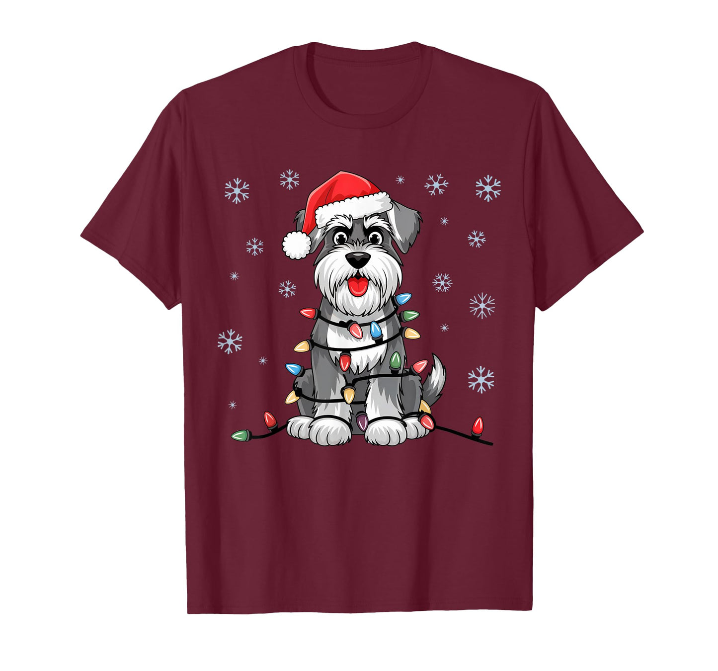 Standard Schnauzer Christmas Lights Xmas Dogs Gifts for Men T-Shirt