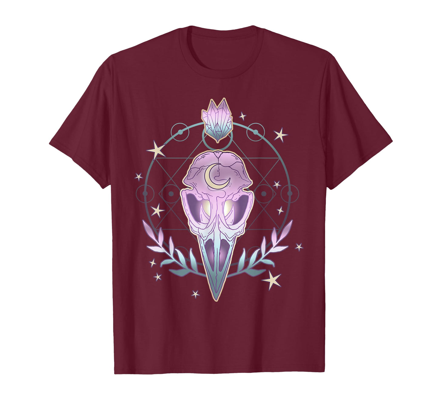 Pastel Goth Creepy Bird Skull - Moon Crystals Aesthetic Gift T-Shirt