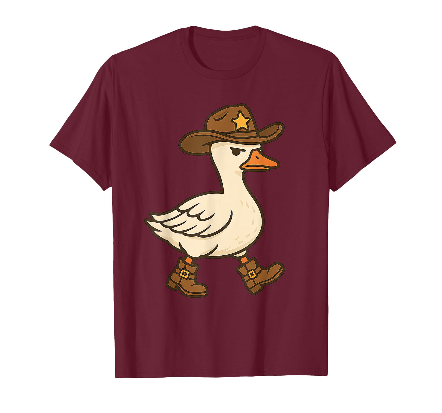 Cowboy Sheriff Duck Funny Western Boots Patrol Goose Humor T-Shirt