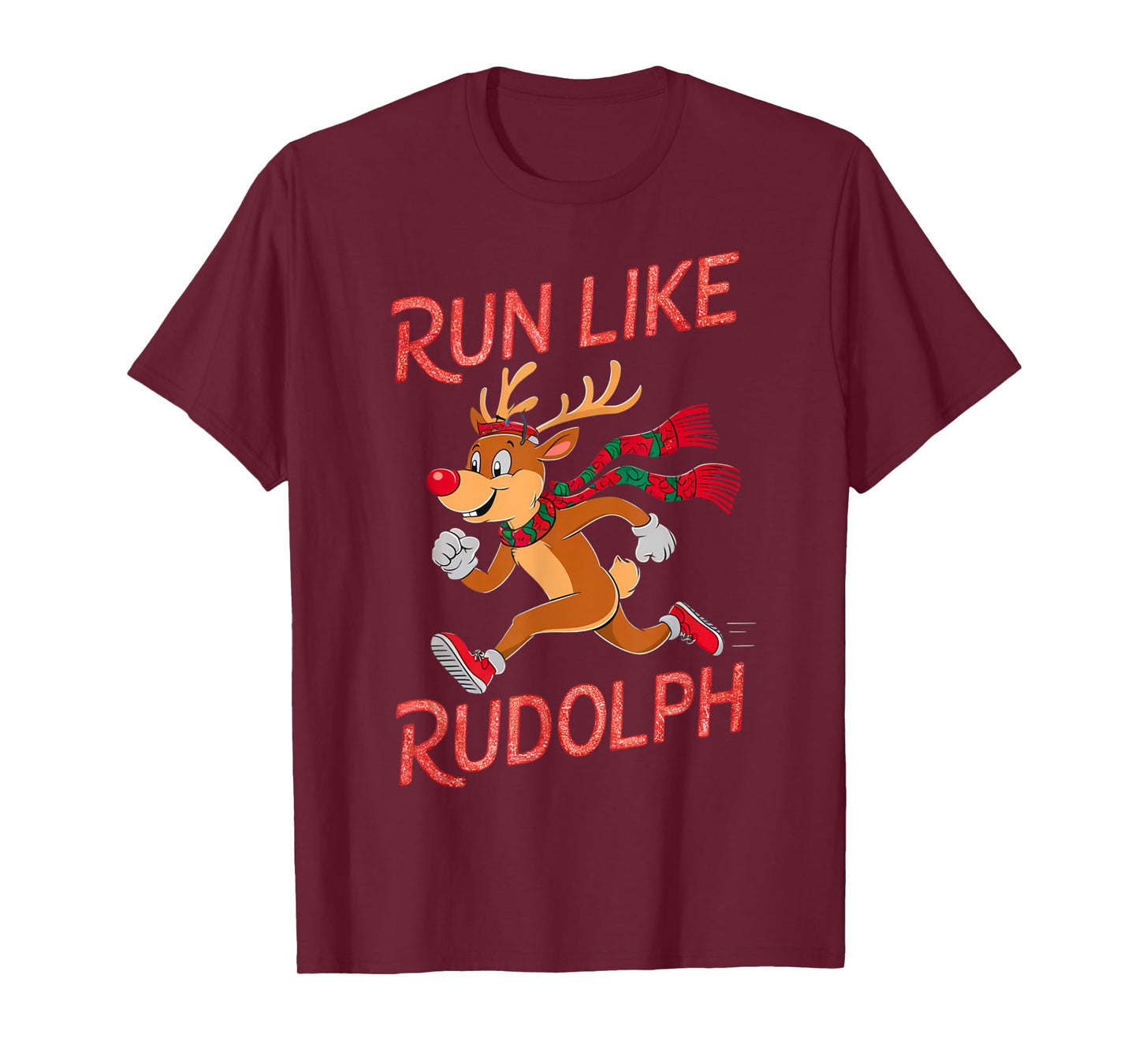 Reindeer Rudolph Christmas Running Runner Costume Marathon T-Shirt