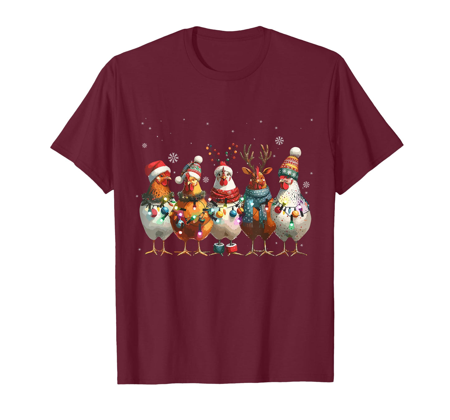 Christmas Lights Chicken Santa Funny Xmas Tree Chicken T-Shirt