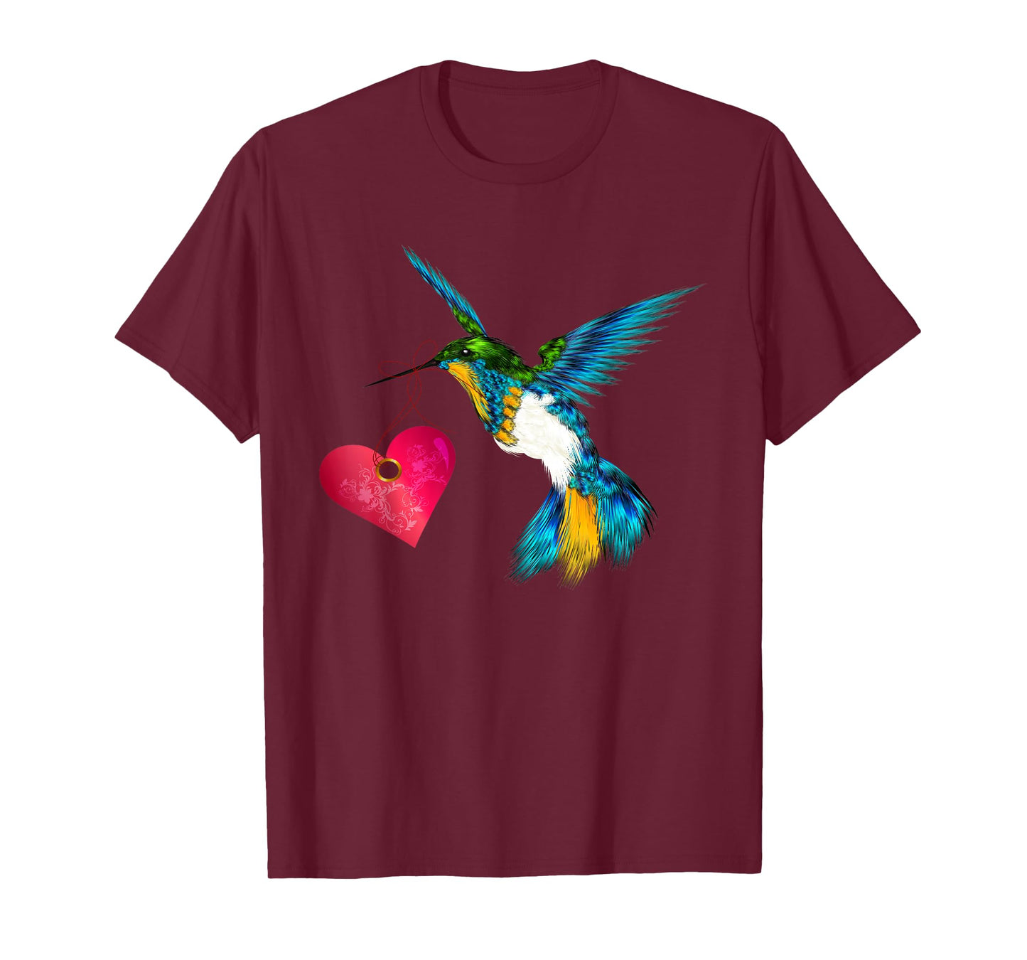 Cute Hummingbird With Heart Bird Lover Design Art Gift T-Shirt