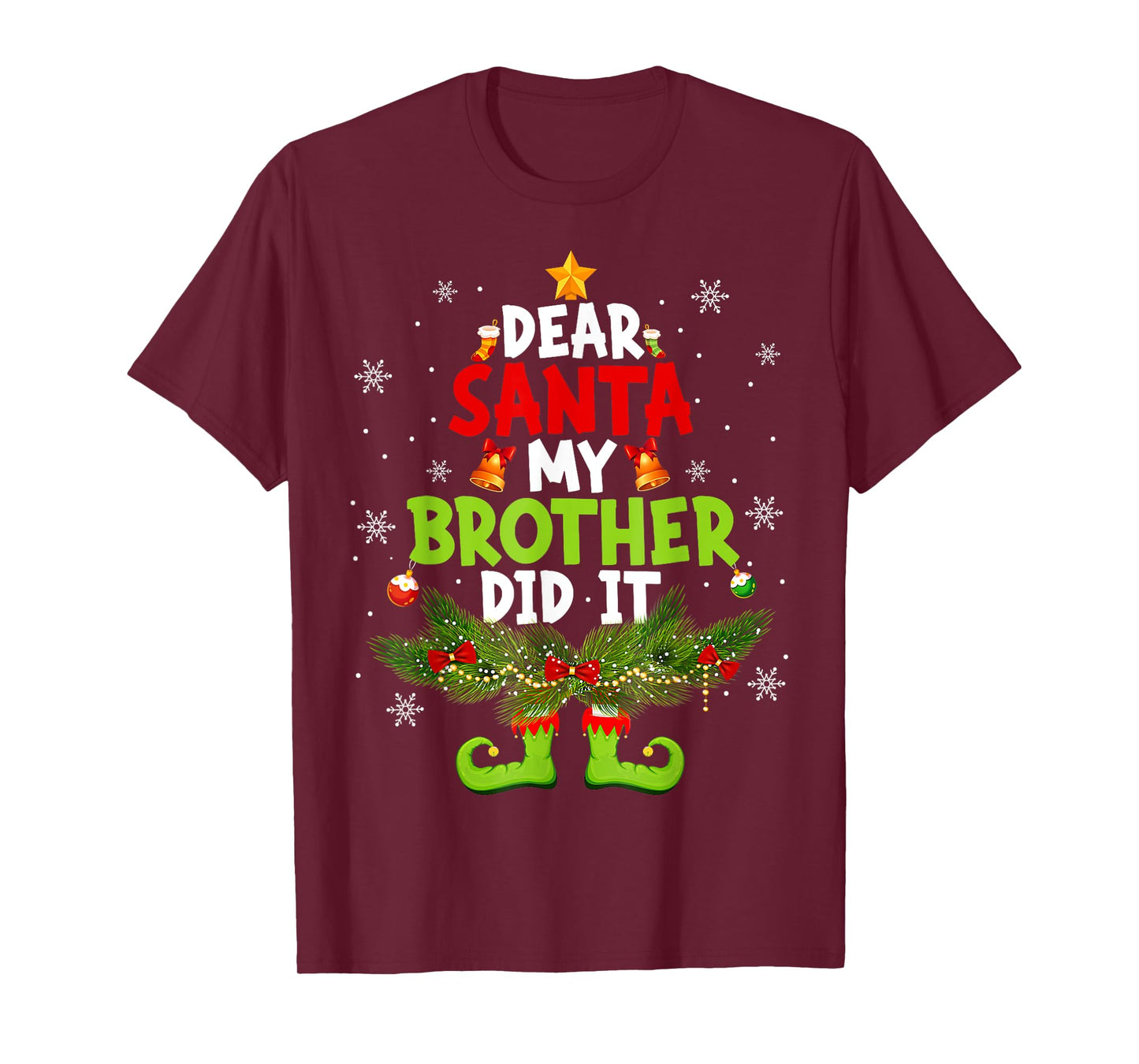 Dear Santa My Brother Did It ELF Matching Christmas Kids T-Shirt