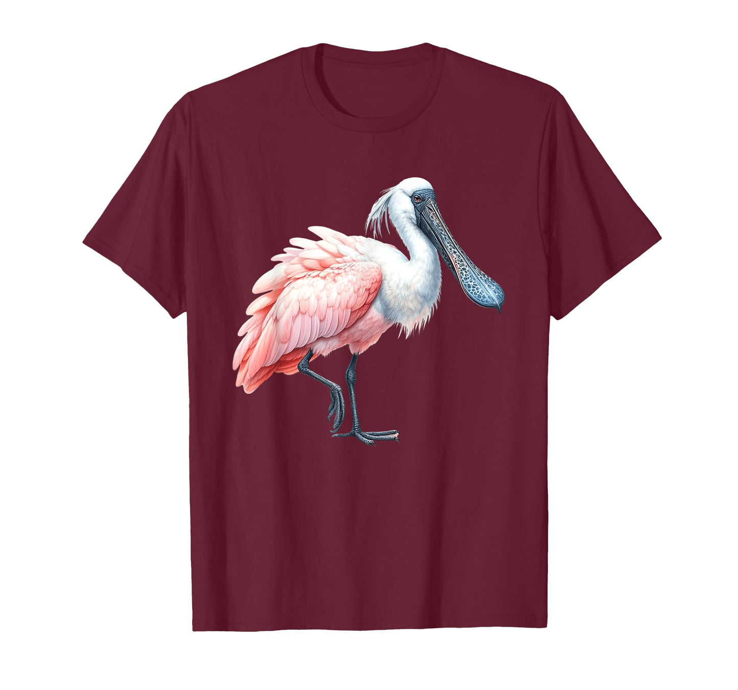 Urban Empyre Unisex Kids Roseate Spoonbill Bird T-Shirt, Black, Small, Short Sleeve, Polyester 100%