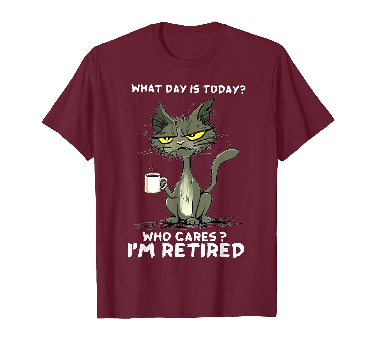 Cat What day is today Who Care I'm Retired T-Shirt