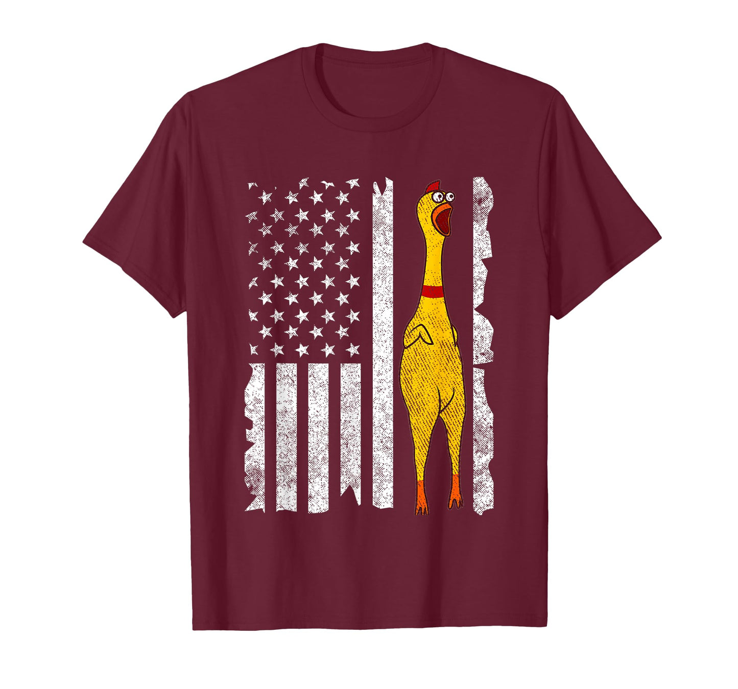 Funny Rubber Chicken Vintage American US Flag Men & Women T-Shirt