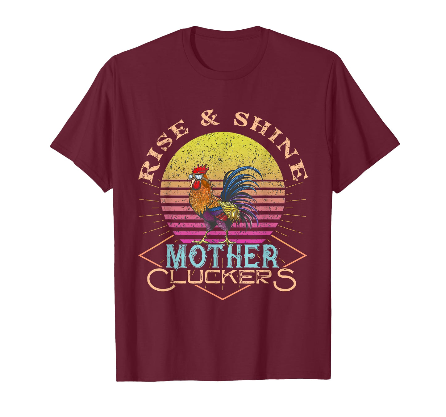 Rise & Shine Vinage Rooster Funny Farm Chicken Tee T-Shirt