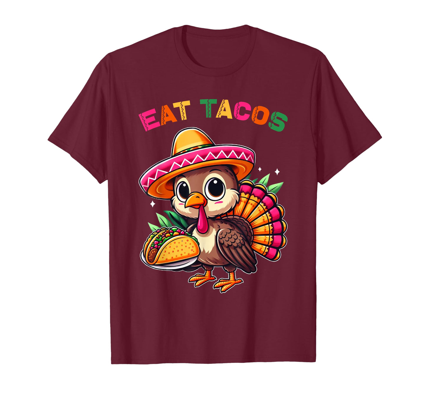 Funny Mexican Cute Turkey Eats Tacos Thanksgiving Kids Boys T-Shirt