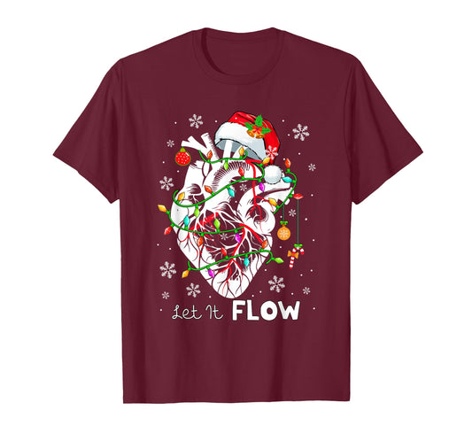 Let It Flowing Xmas Anatomy Santa Heart Part Cardiac Nurse T-Shirt