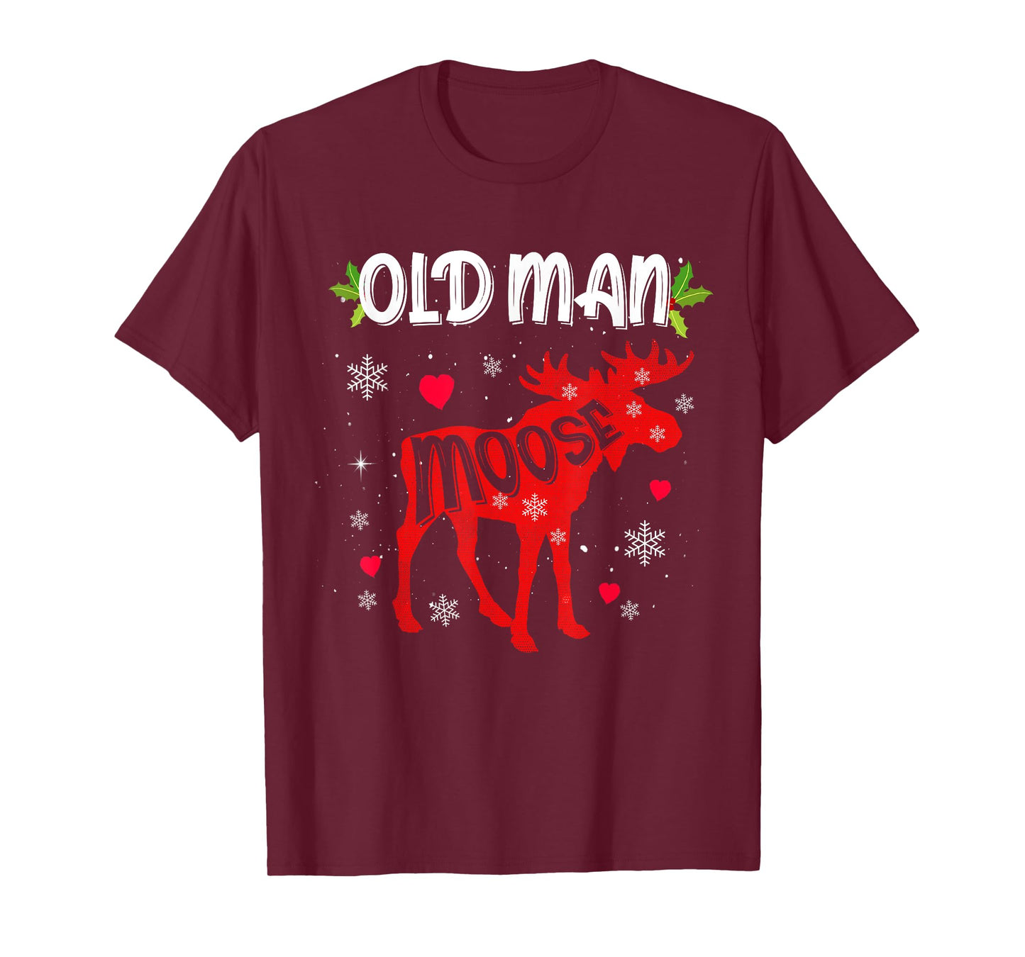 Old Man Moose Heart Christmas Family Matching Xmas Pajamas T-Shirt