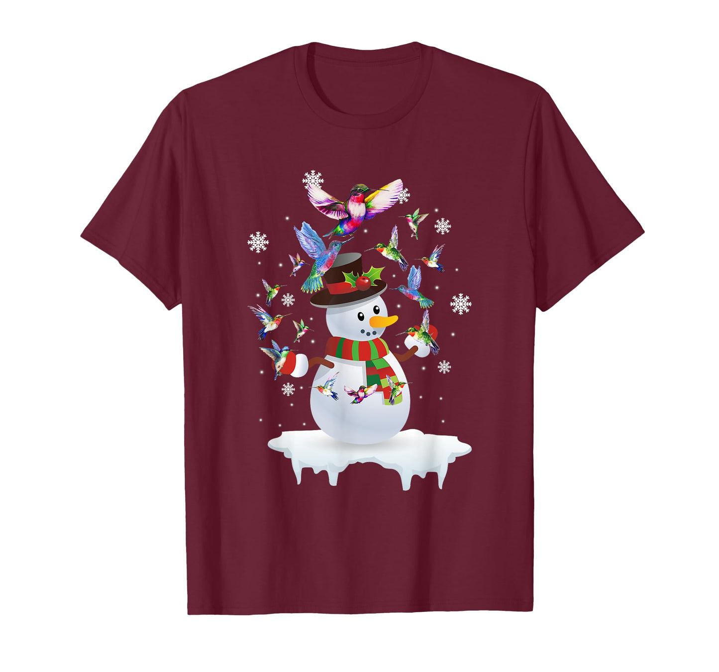 Hummingbirds Snowman Funny Christmas Animal Bird Lovers T-Shirt