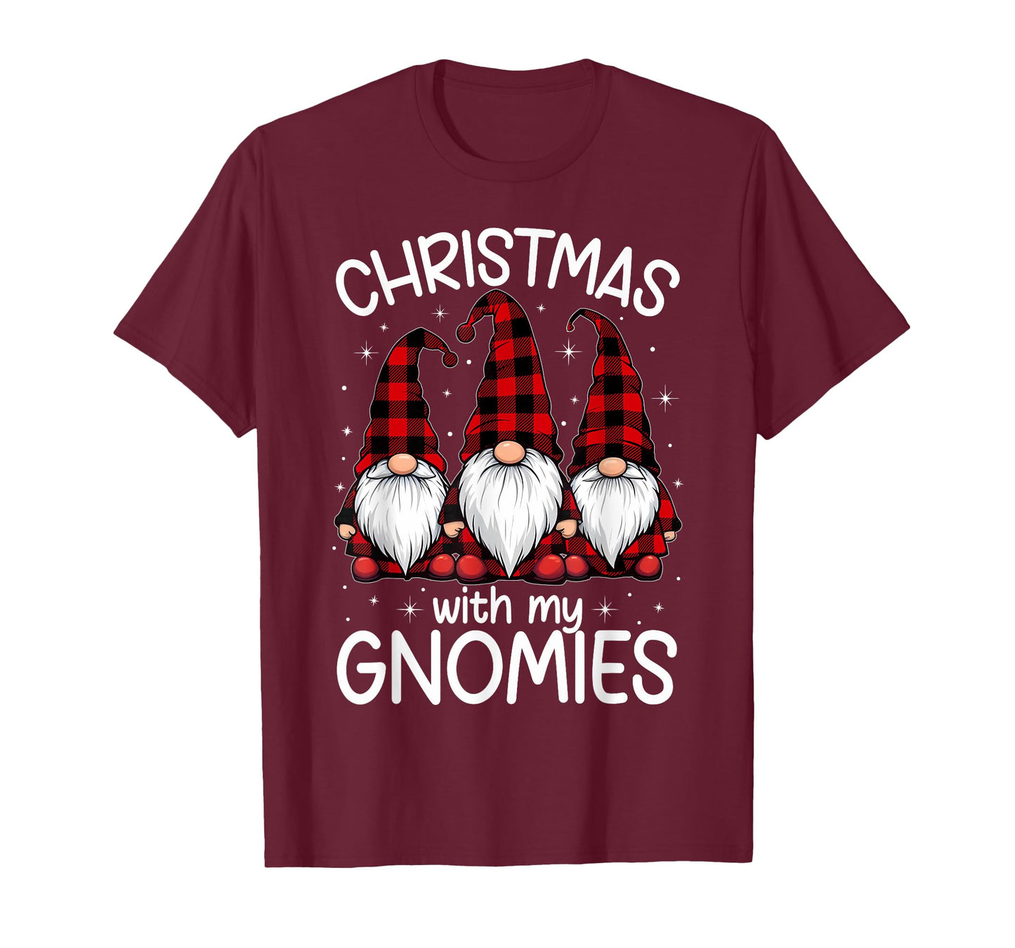 Christmas With My Gnomies Xmas Family Gnome Red Black Plaid T-Shirt