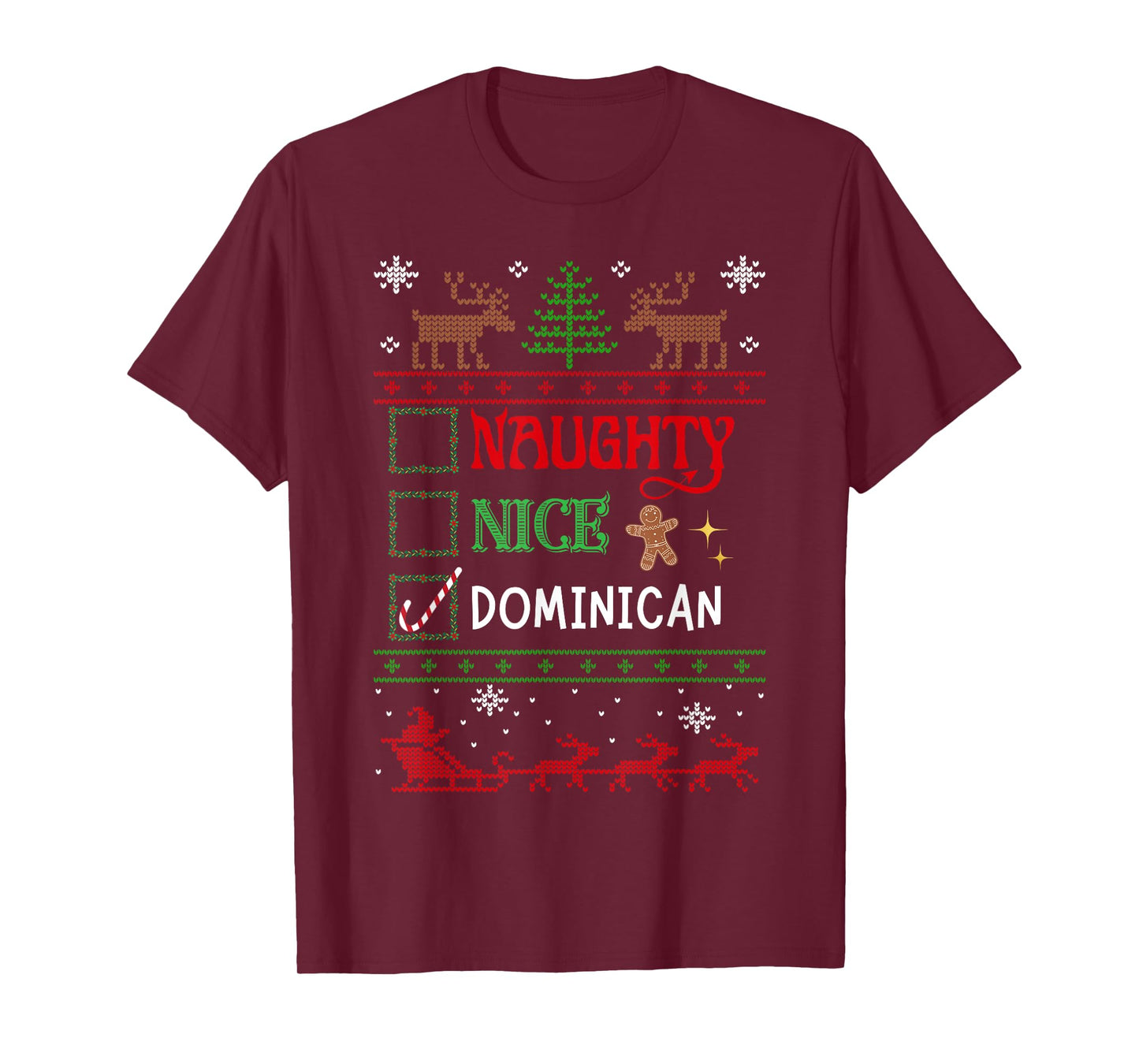 Funny Xmas Nice Naughty List Christmas Dominican Heritage T-Shirt