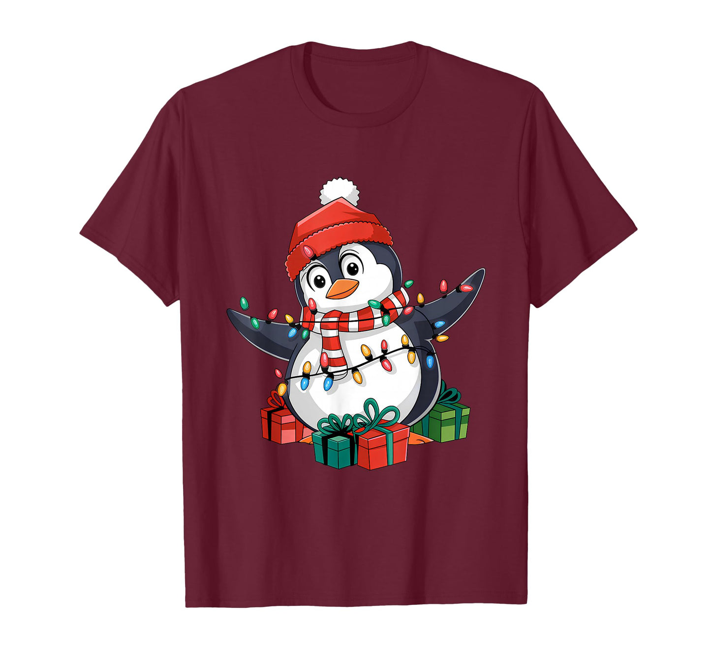 Penguin Santa Lights Christmas - Penguin Lover T-Shirt
