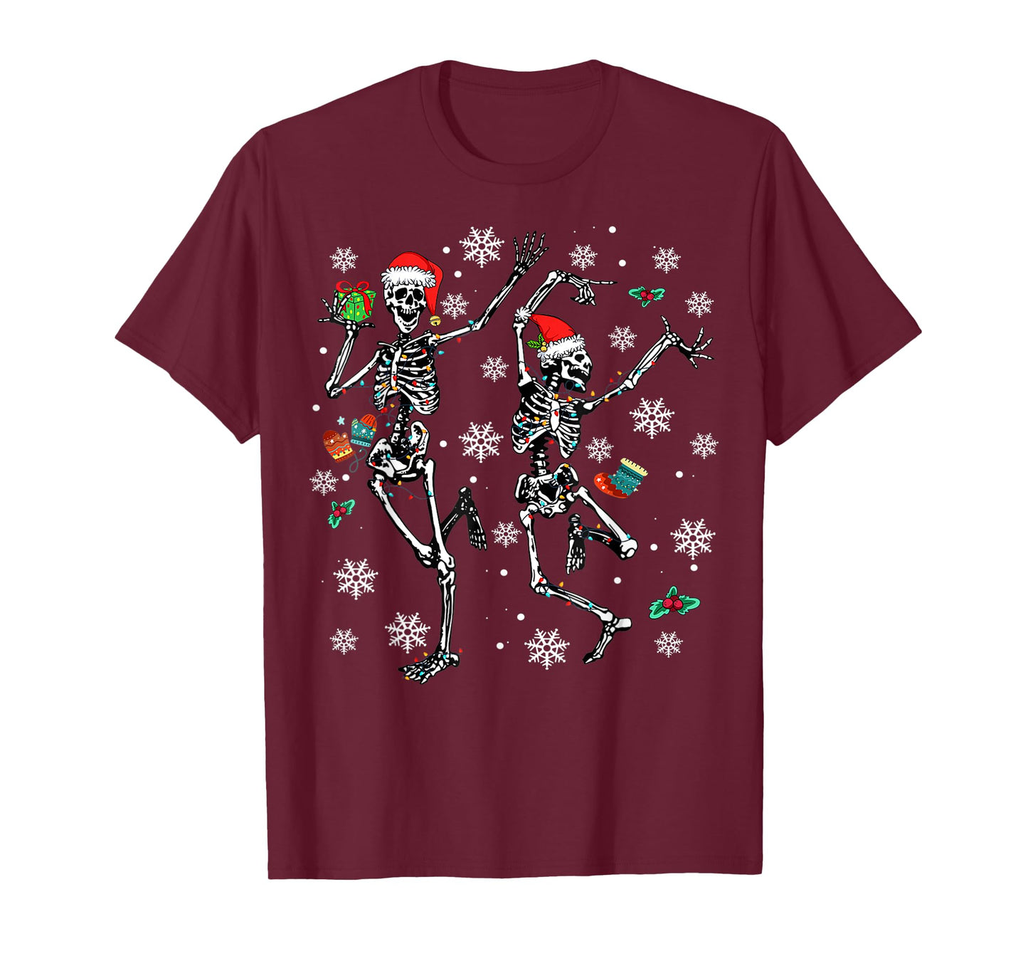 Xmas Tree Christmas Lights Christmas Skeleton Dancing T-Shirt