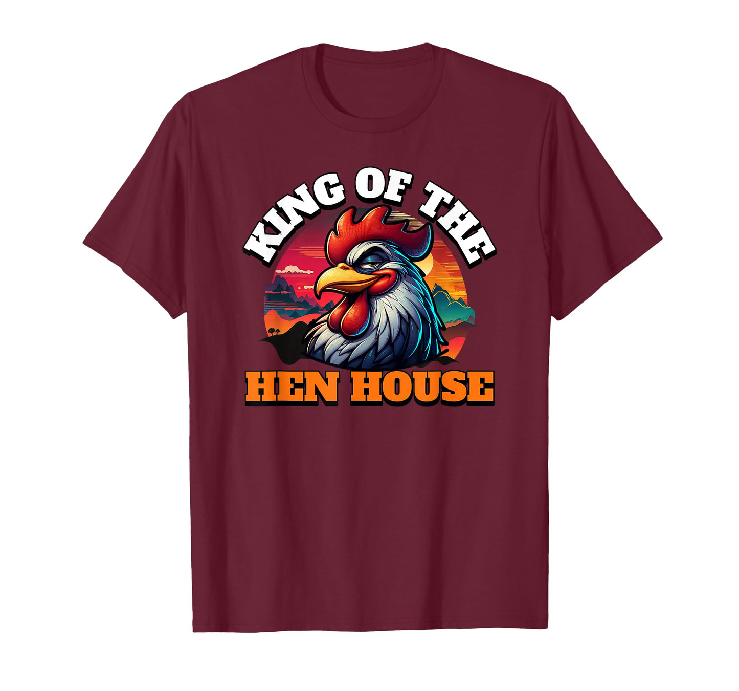 ArtisticRaccoon Funny Rooster King Of The Hen House T-Shirt - Black, Small, Unisex-Adult, Short Sleeve, T-Shirt