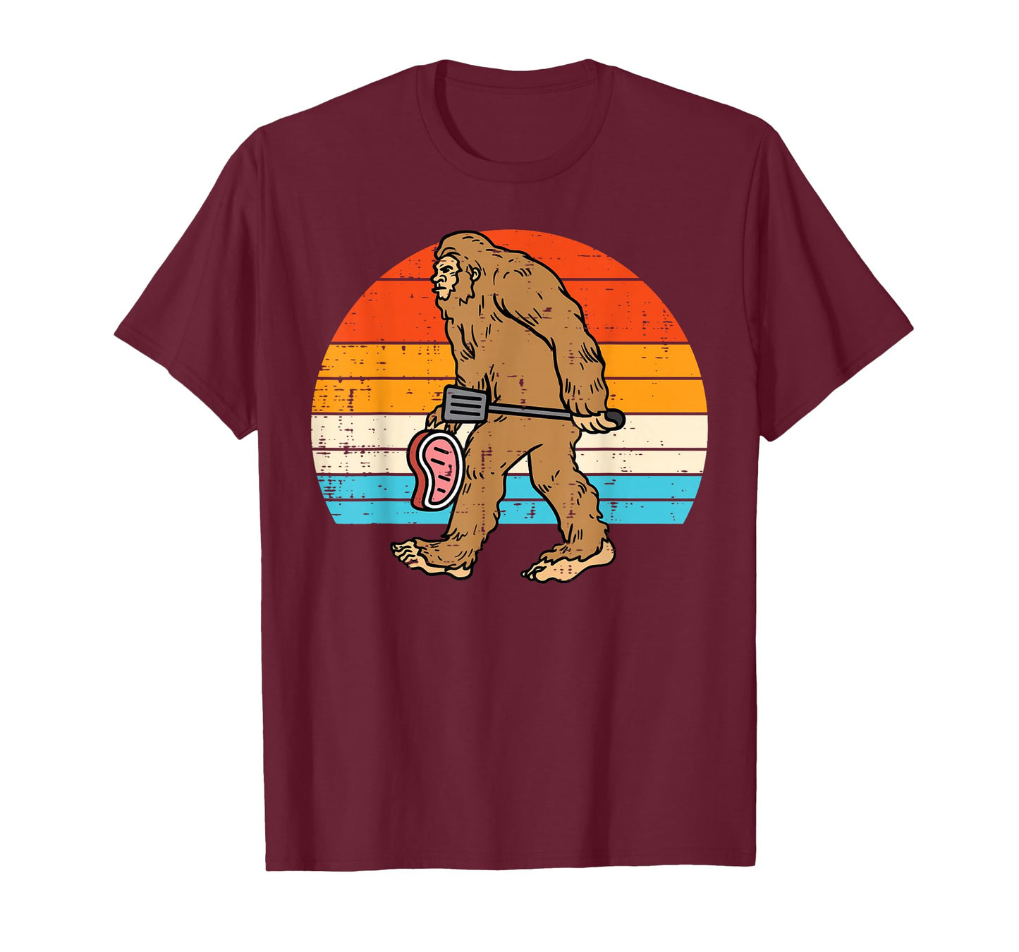 Bigfoot Sasquatch Bbq Retro Barbecue Grilling Men Women Kids T-Shirt