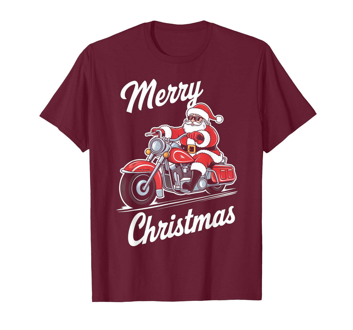 Merry Christmas Santa Riding Motorcycle Biker Lover Xmas T-Shirt