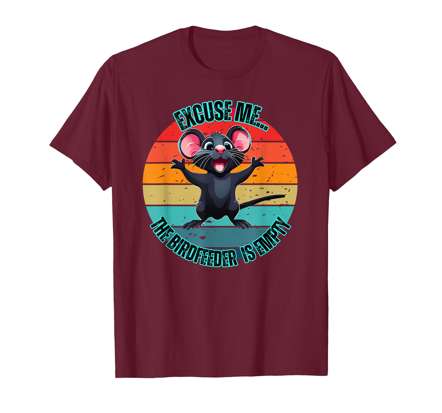 Funny Adorable Bird Feeder Empty Mouse Rat Wildlife Sunset T-Shirt