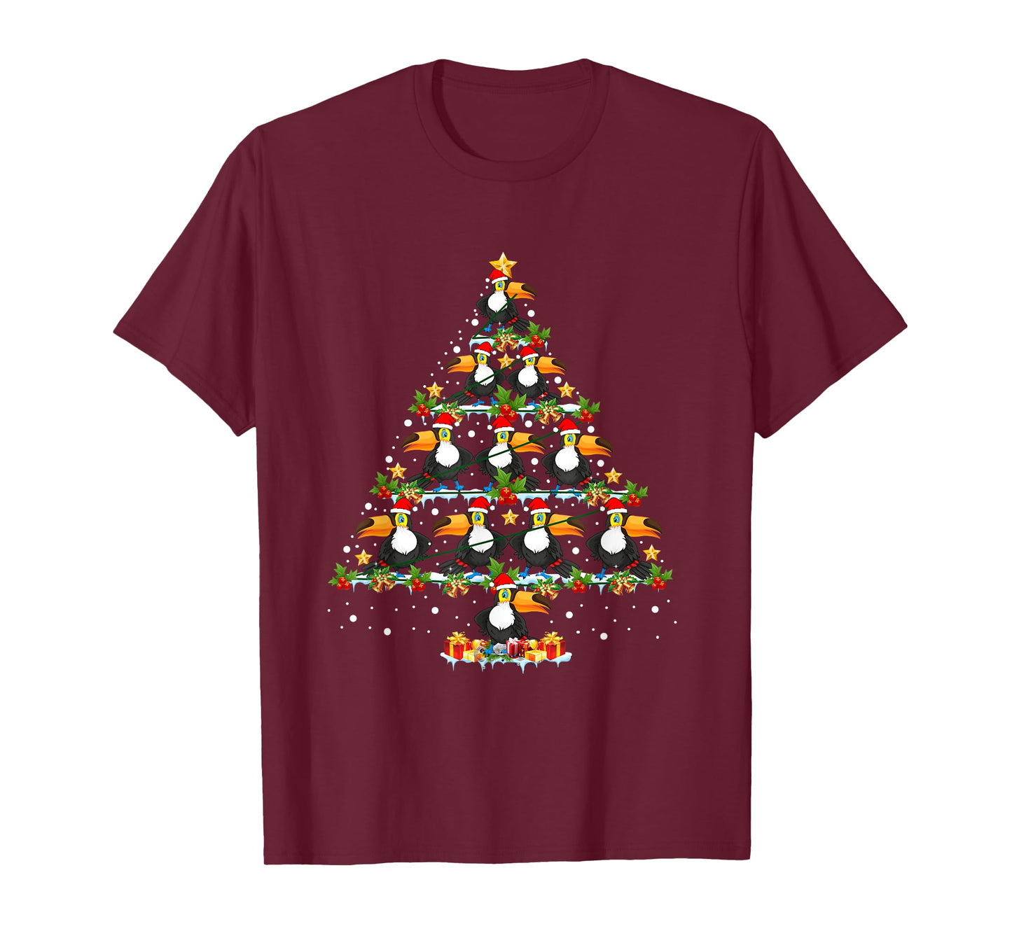 Toucan Bird Lover Xmas Tree Santa Hat Toucan Christmas Tree T-Shirt