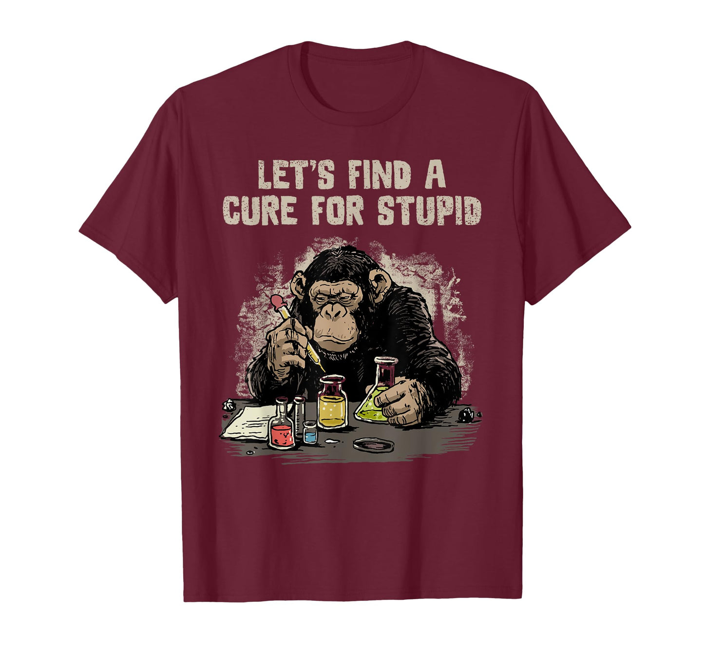 Funny Monkey Shirt Let's Cute Stupid People Lab Science T-Shirt