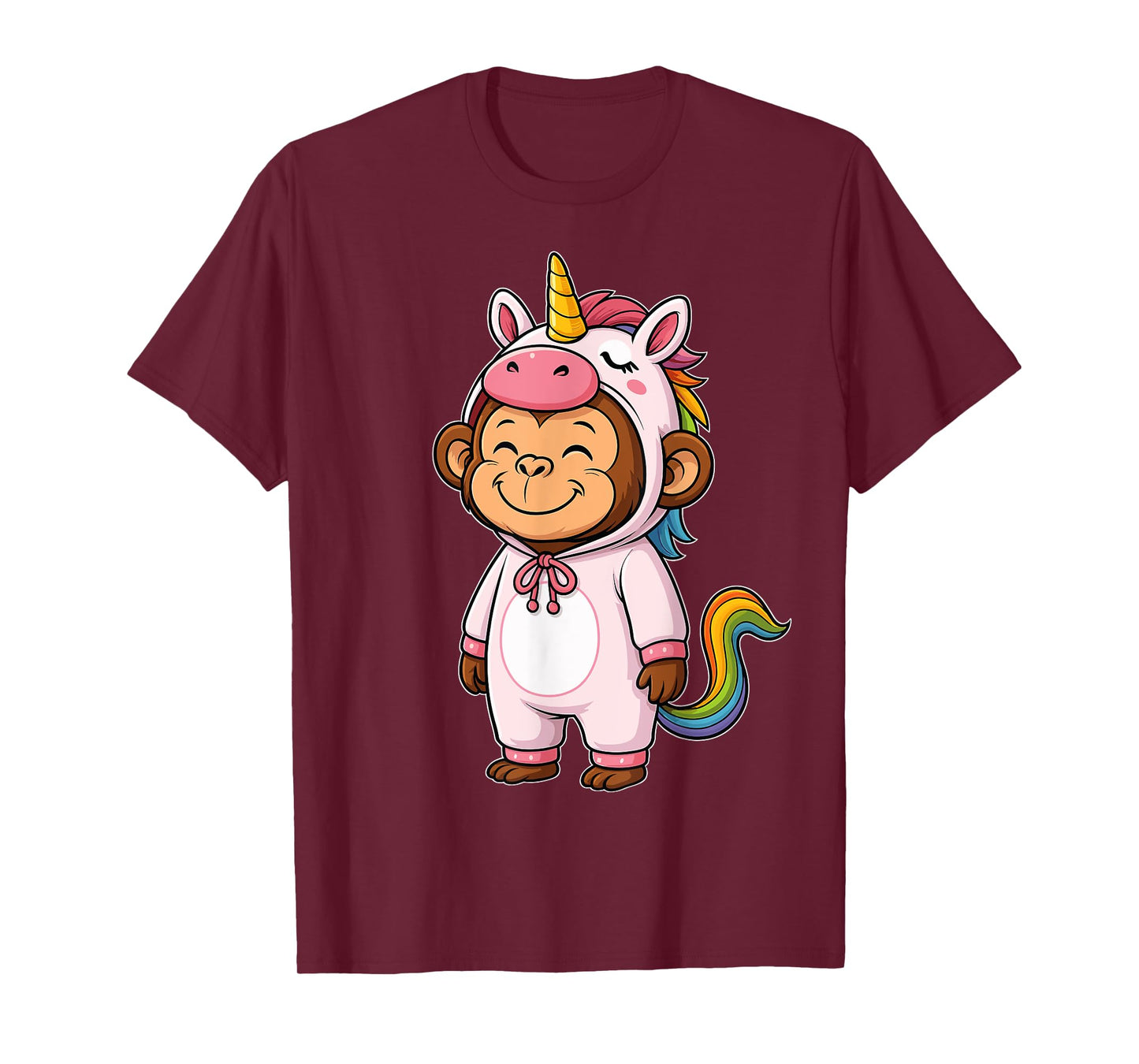 Kawaii Monkey In Unicorn Costume for Girls kids Monkey Lover T-Shirt