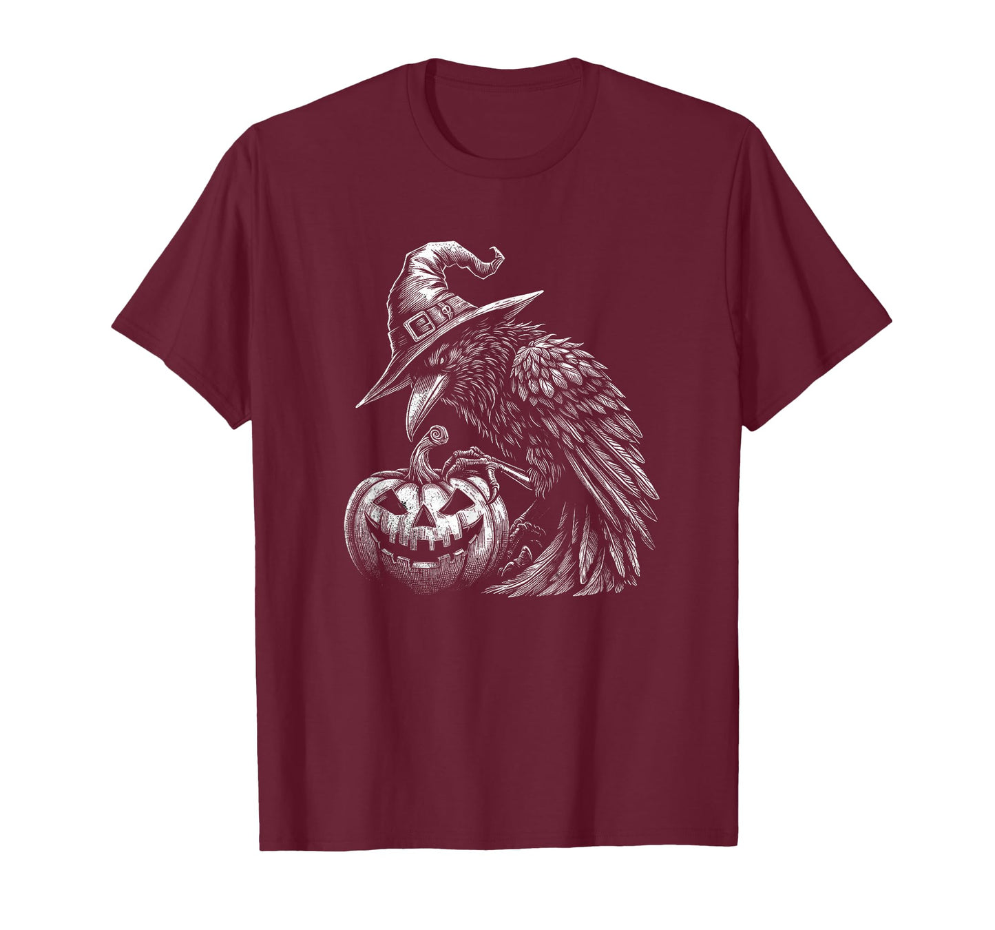 Goth Halloween Raven With Wizard Hat Art Crow Design T-Shirt