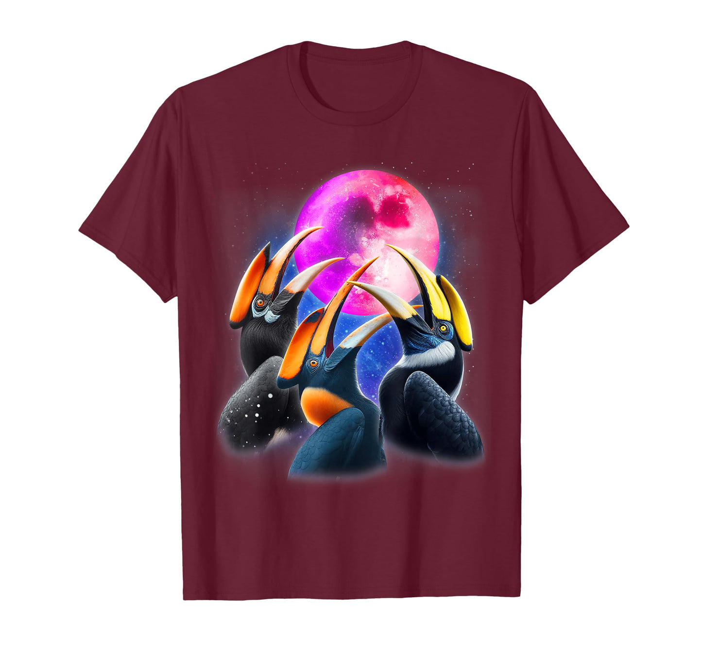 3 Hornbills Howling At The Moon Funny Hornbill Bird Lover T-Shirt