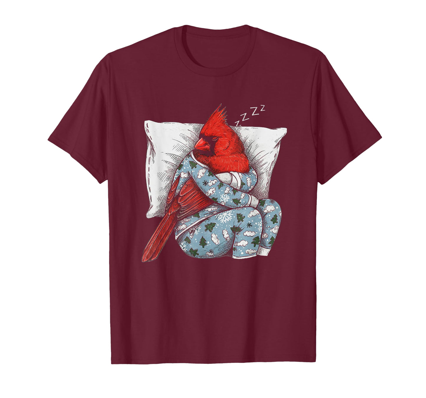 Funny Sleepy Cardinal Bird Pajama Women Men Boys And Girls T-Shirt