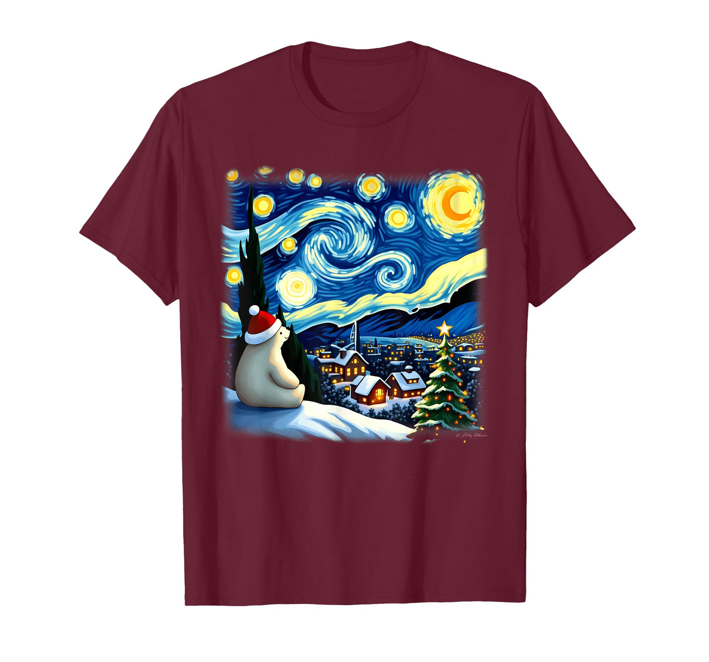 Christmas Polar Bear Starry Night T-Shirt