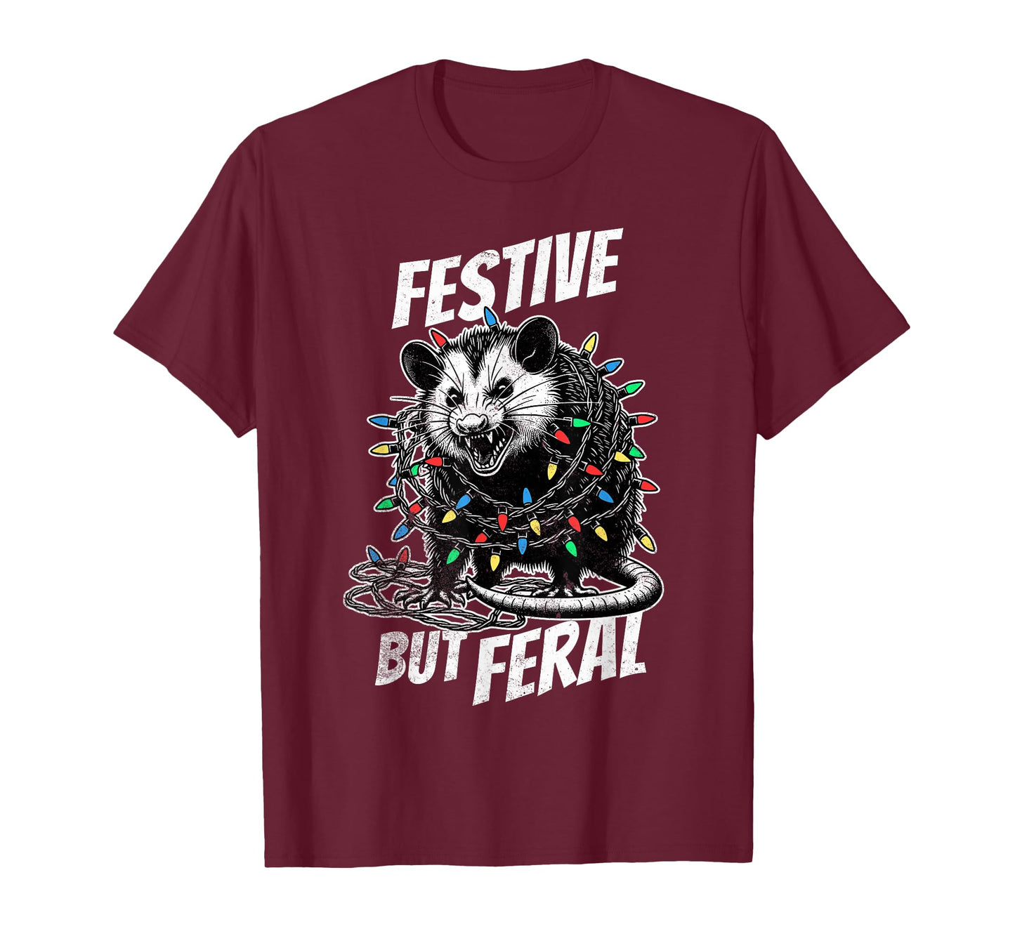 Sorry Santa I've Been Feral Festive Christmas Opossum T-Shirt