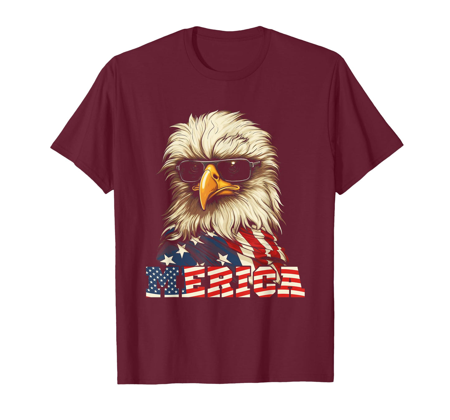 Merica USA American Flag Patriotic 4th of July Bald Eagle T-Shirt