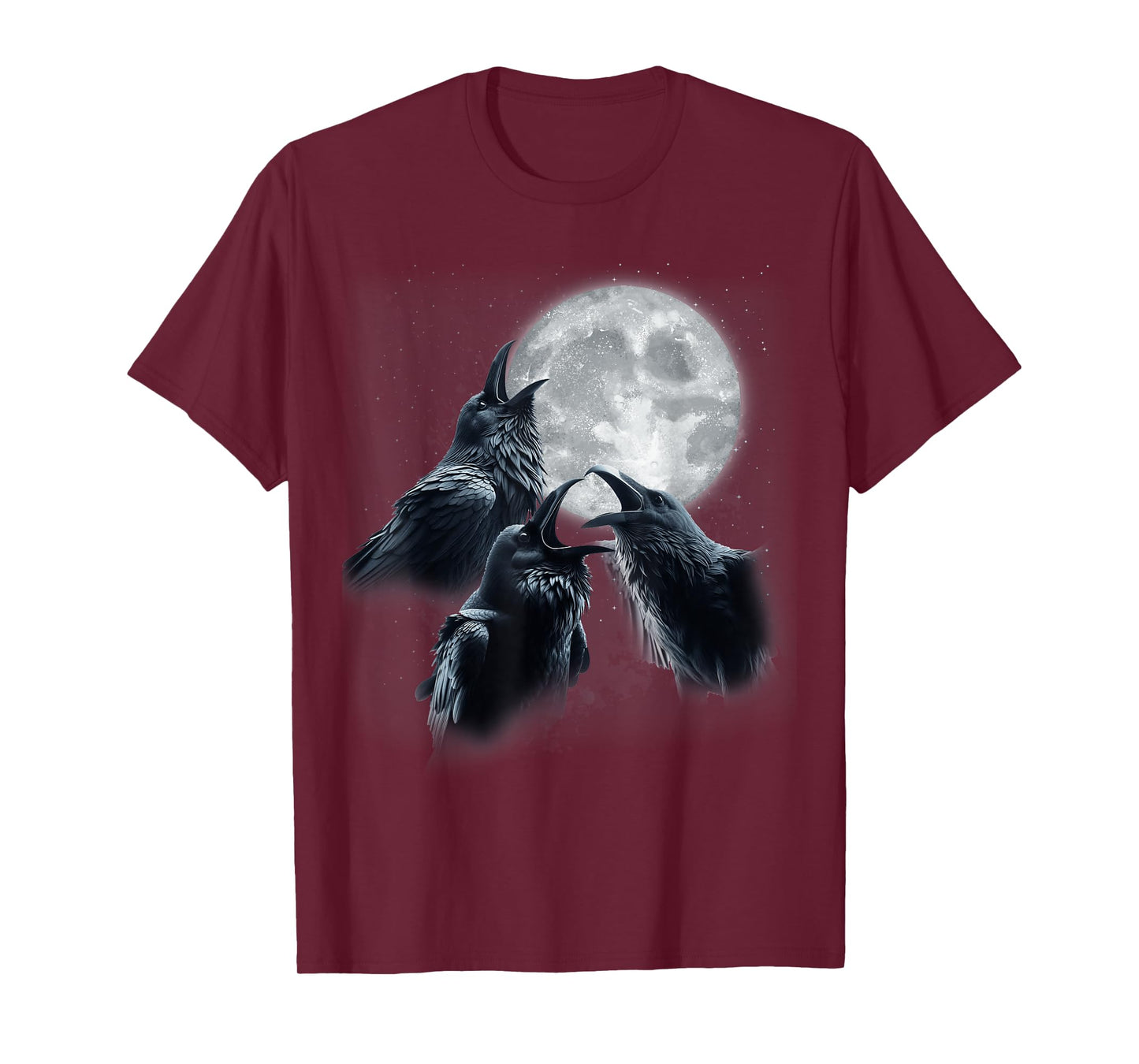 3 Black Raven Howling At The Moon Funny Crow Raven Bird Kids T-Shirt