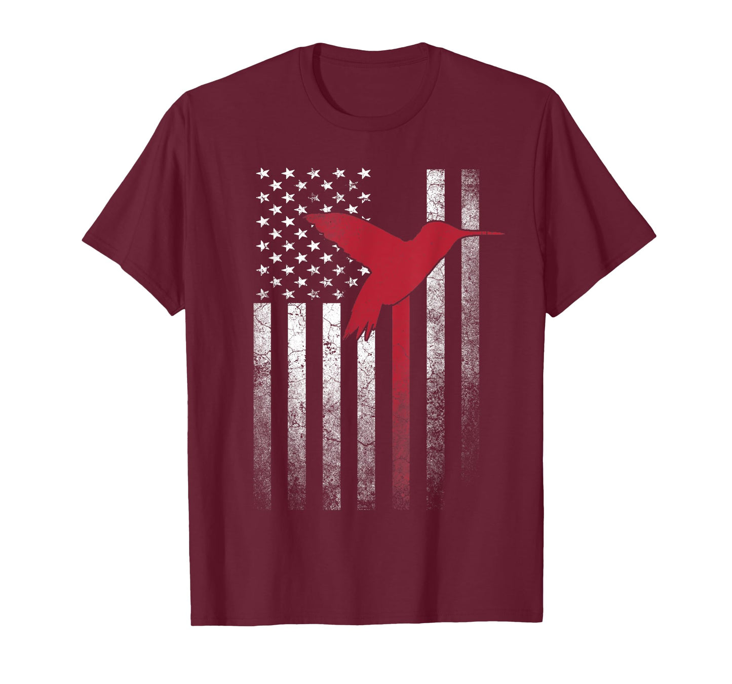 Hummingbird Bird- 4th of July American Flag USA America T-Shirt for Women Men