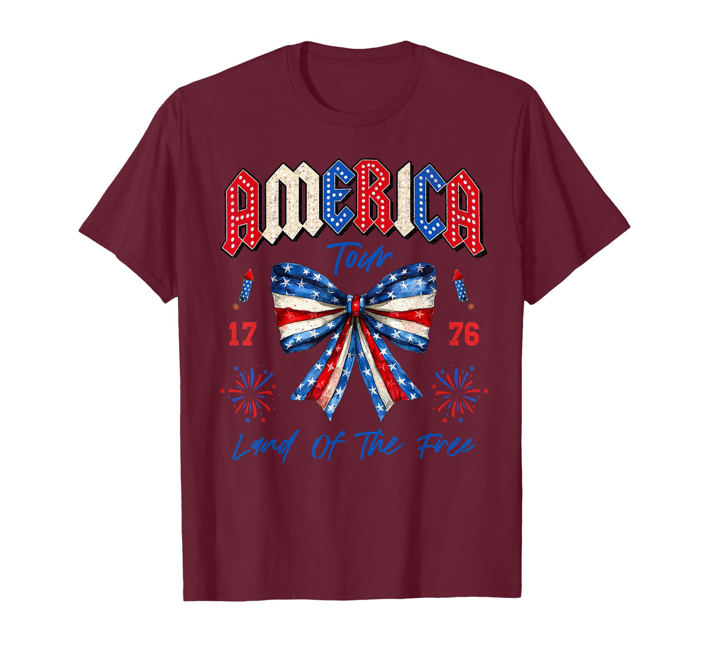 America Tour 1776 Coquette Bow Freedom Patriotic 4th Of July T-Shirt