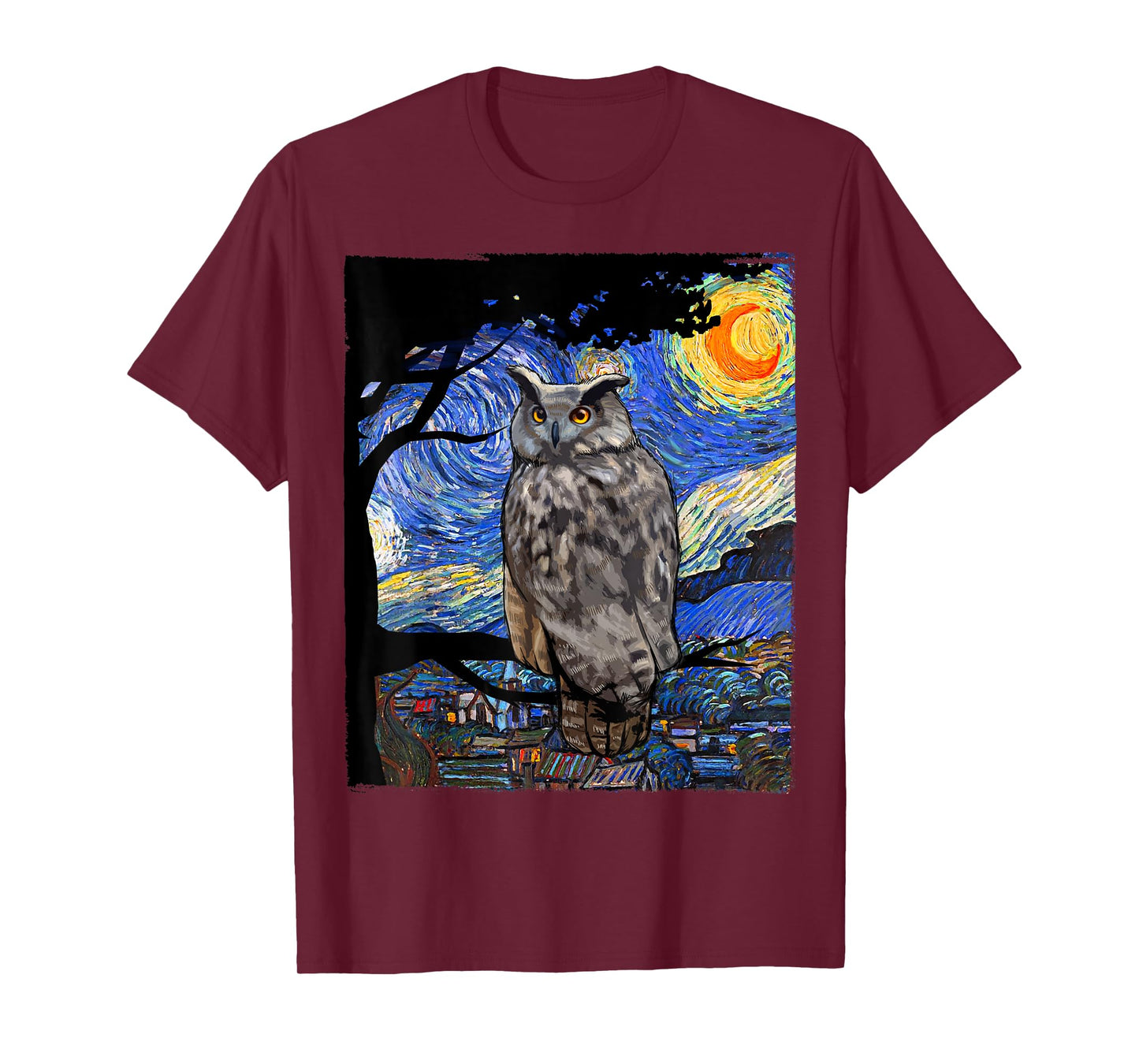 Owl Lover, Bird Lover Art, Owl Starry Night, Owl T-Shirt