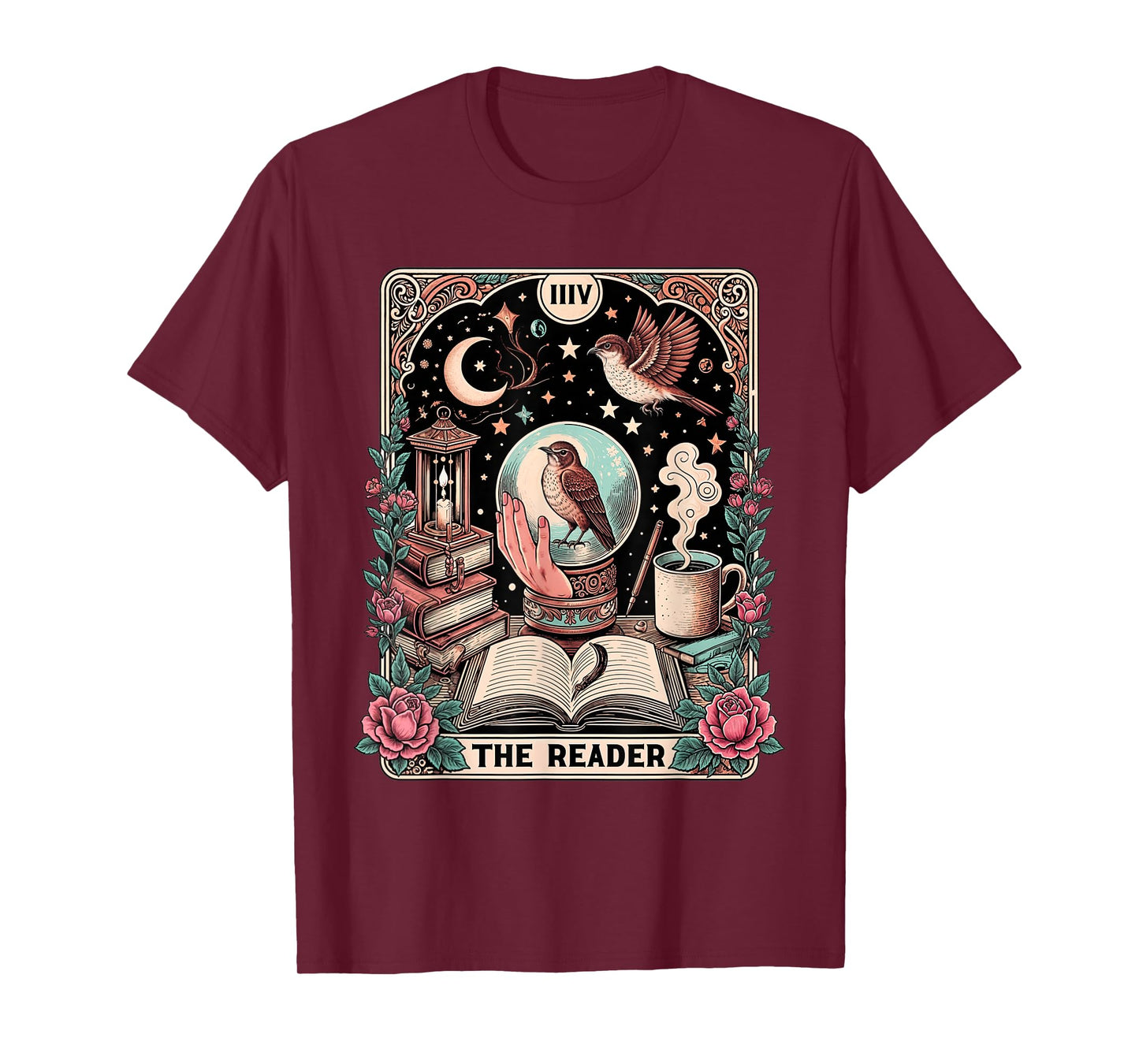 The Reader Tarot Card Shirt Funny Bird Book Lover Bookworm T-Shirt