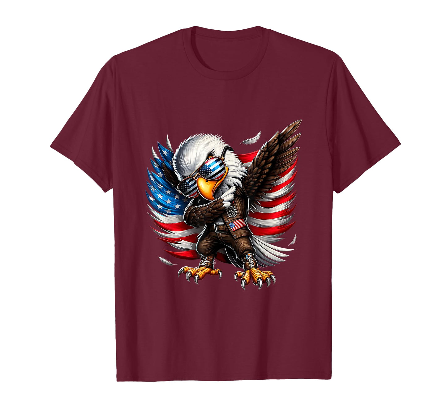 American Flag Bald Eagle Dab Funny Patriotic 4th of July USA T-Shirt