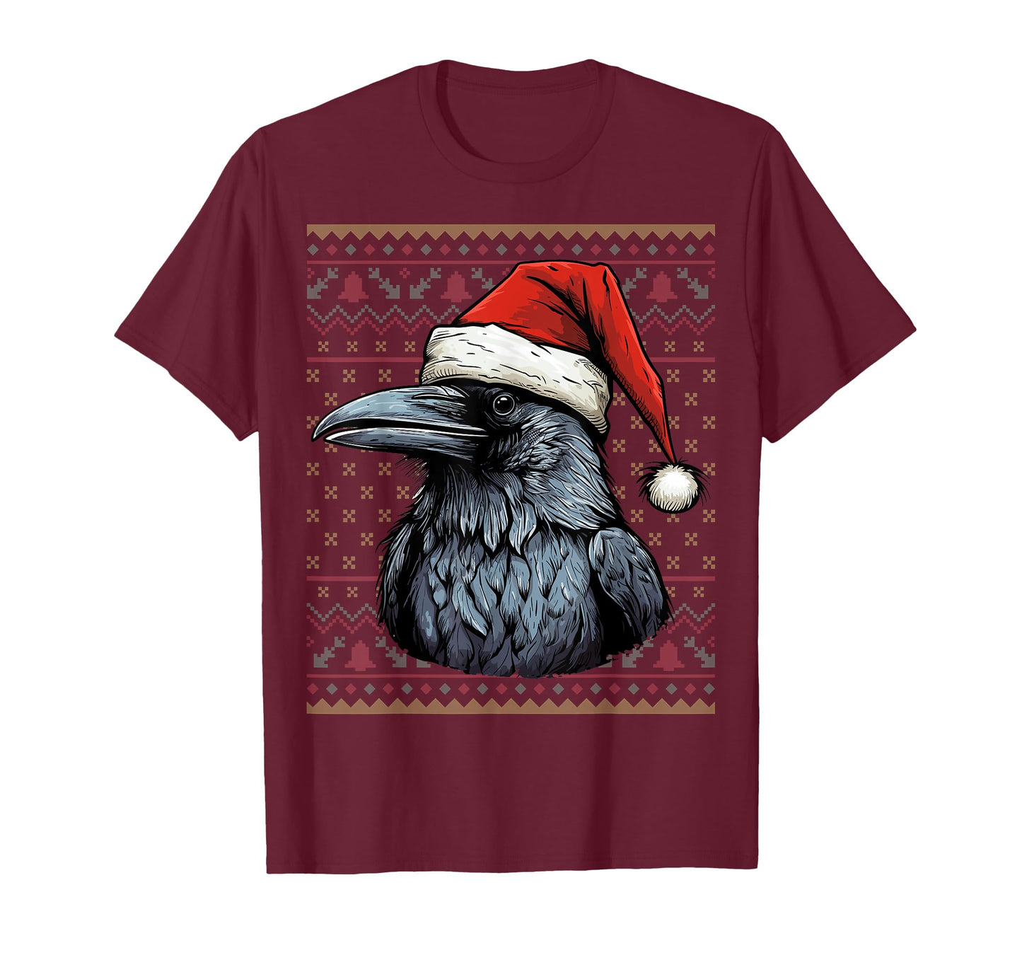 Crow Lover Santa Hat Xmas Holiday Ugly Crow Christmas T-Shirt