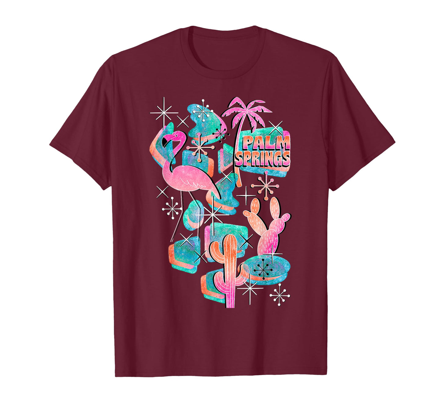 Peachy Palm Springs Vacation, Cool Flamingo On Summer T-Shirt