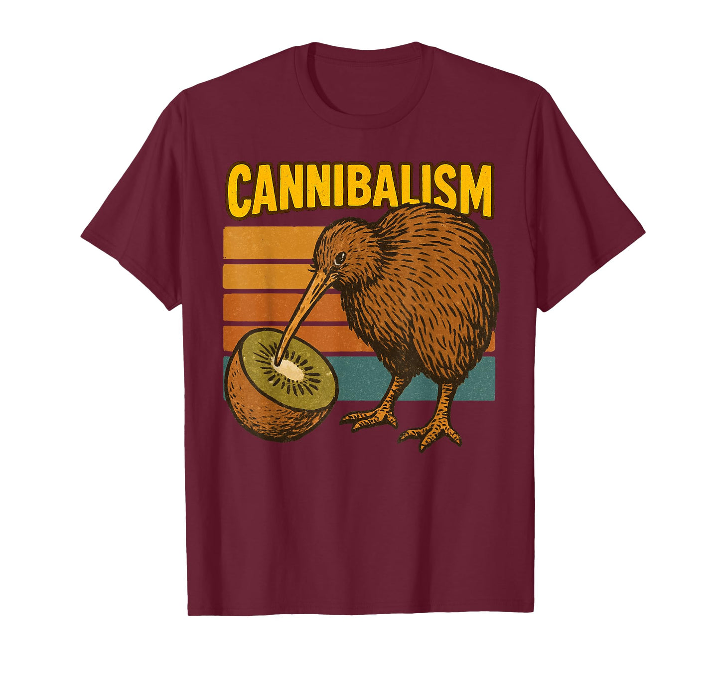 Funny Kiwi Bird Eating Kiwi Cannibalism Retro Dad Joke T-Shirt