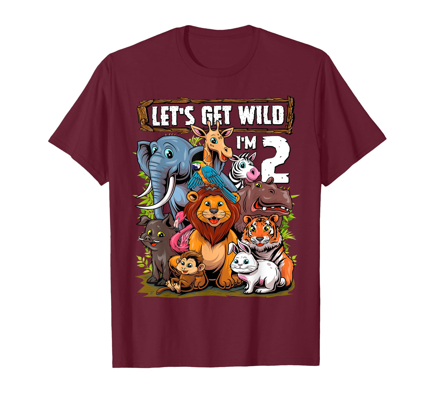 2 Year Old Zoo Birthday Safari Jungle Animals 2nd Birthday T-Shirt