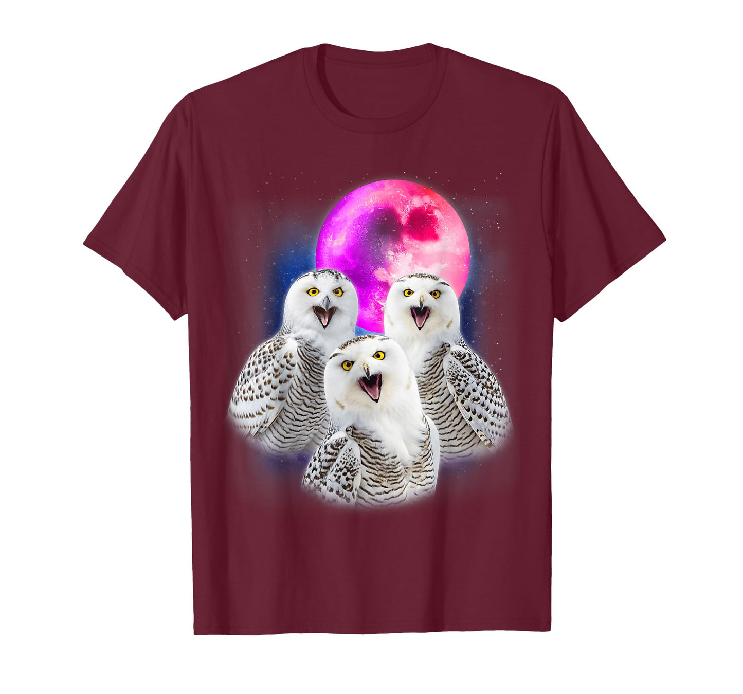 3 Snowy Owl Howling At The Moon Funny Owl Bird Lover Birder T-Shirt